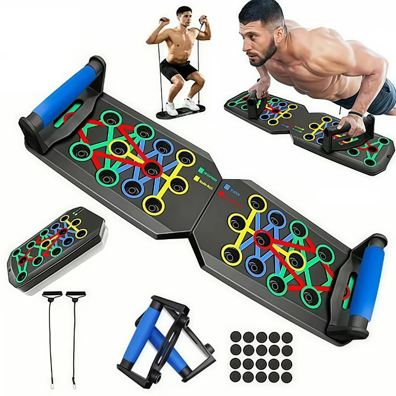 Sports Equipment Website - Opvouwbaar push-up board met weerstandsbanden, multifunctionele